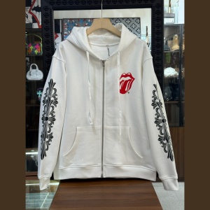 chrome hearts x rolling stones zip up hoodie